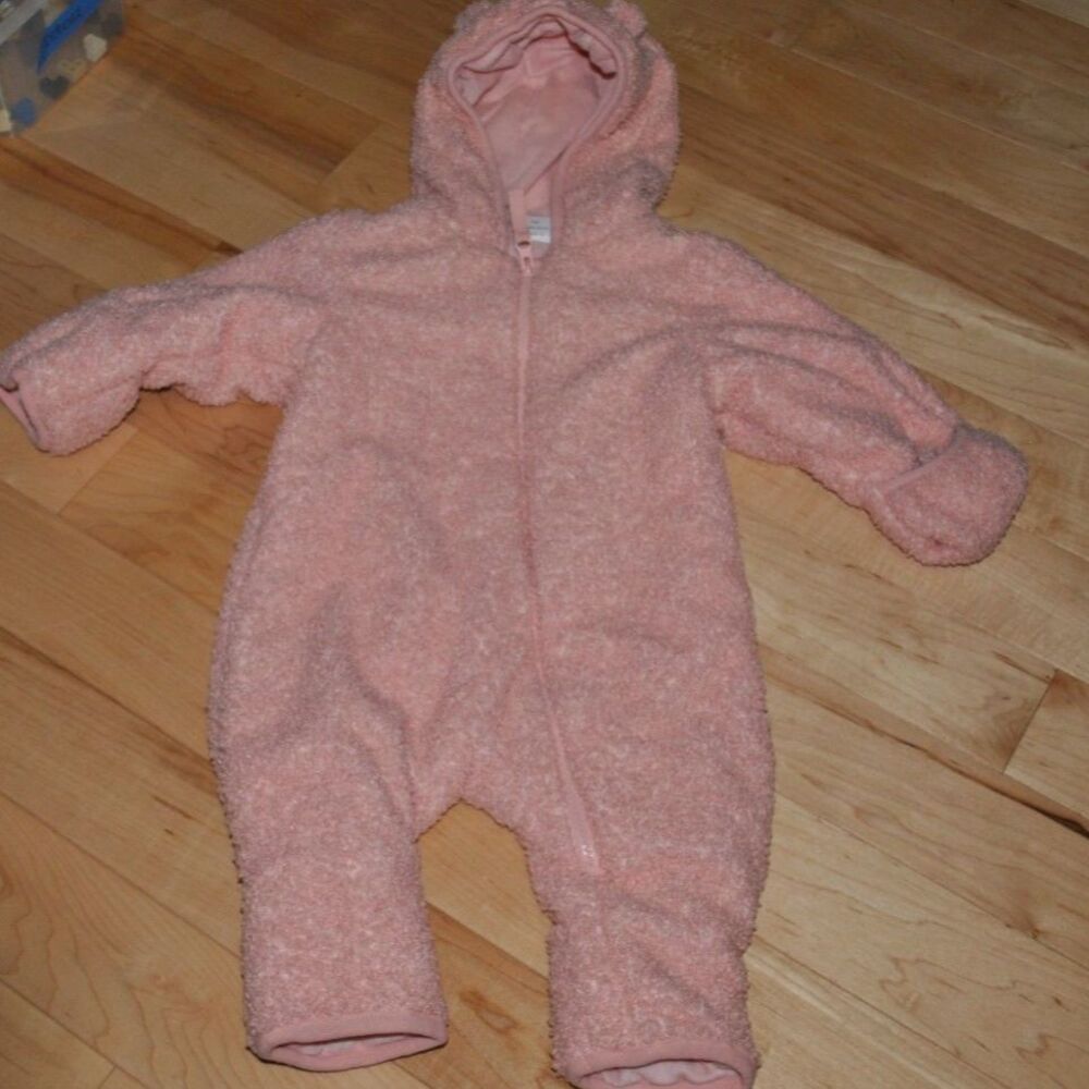 Wonder Nation Baby Girl Pink Teddy Fleece Pram Size 6-9 months